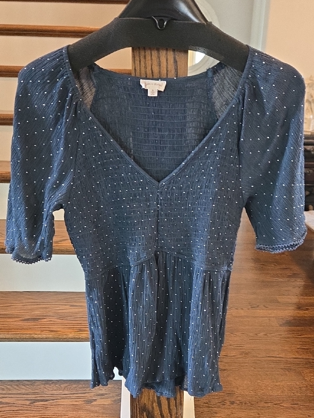 Rhinestone Ruched Flutter Sleeve Top